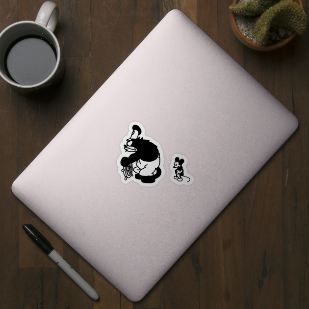 Steamboat Willie with Angry Cat and Sad Mouse by ellenhenryart